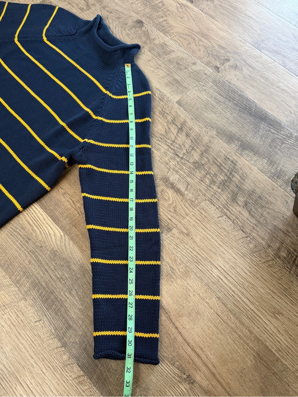 J.Crew 1988 Rollneck Stripe Cotton Sweater Navy Gold NWT Size L HO25 - Picture 5 of 8